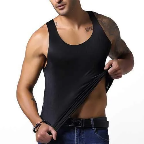 Men's Seamless Ice Silk Vest Leisure Solid Color Thin Elastic Fitness Sports Tanks Tops