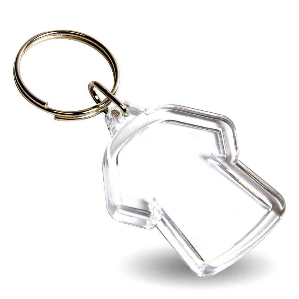 Mini Shirt Shaped Blank Plastic Photo Insert Keyring - 35 x 34mm - Pack of 50