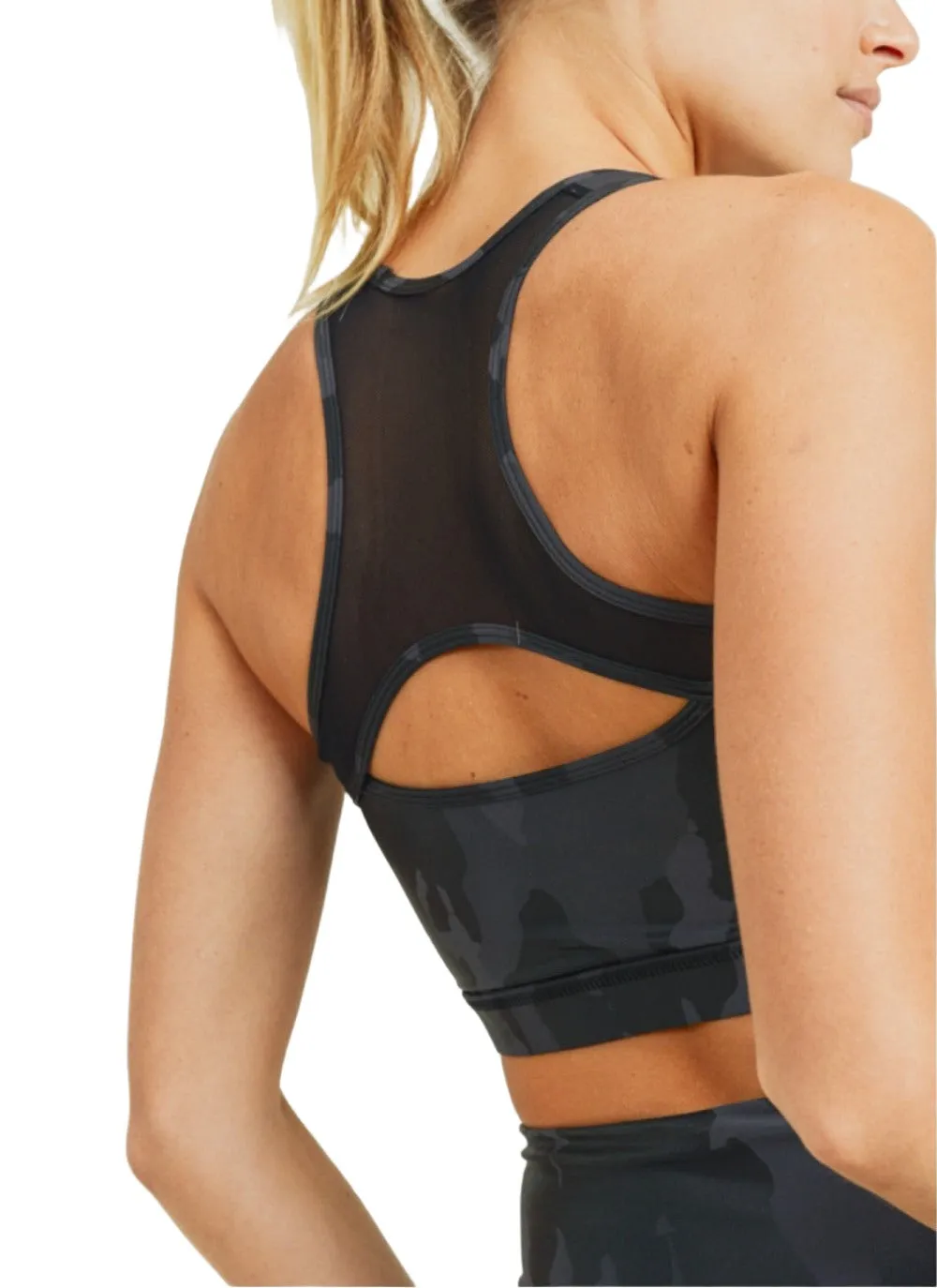 Mono B Camo Foil Mesh Back Sports Bra AT2730 and Plus