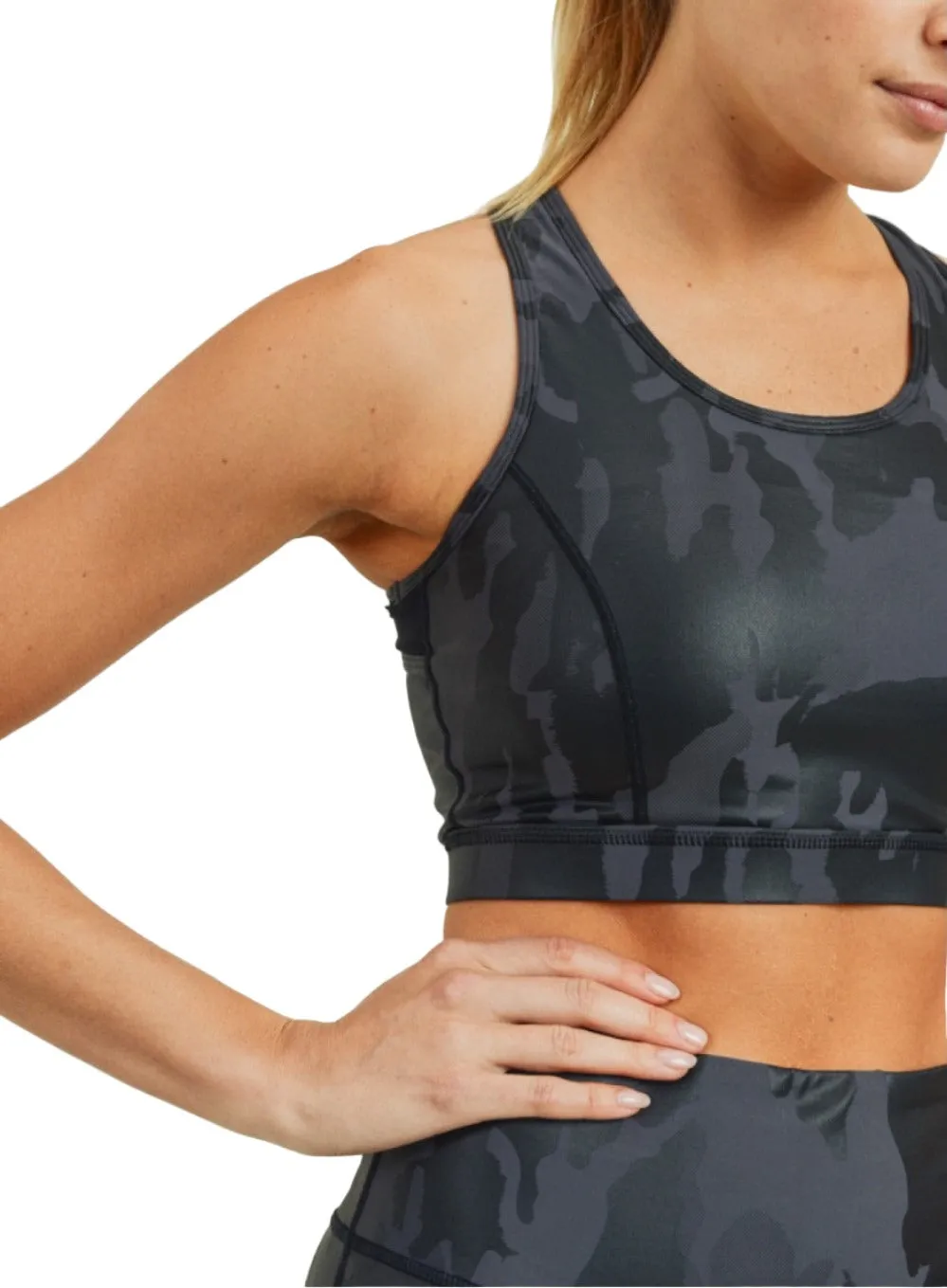 Mono B Camo Foil Mesh Back Sports Bra AT2730 and Plus