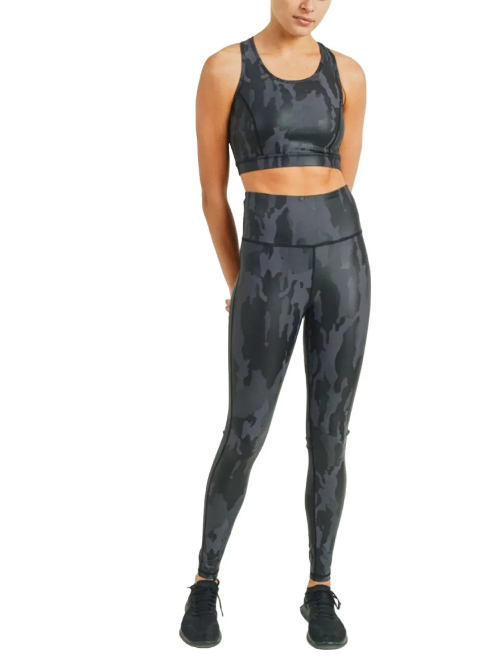 Mono B Camo Foil Mesh Back Sports Bra AT2730 and Plus