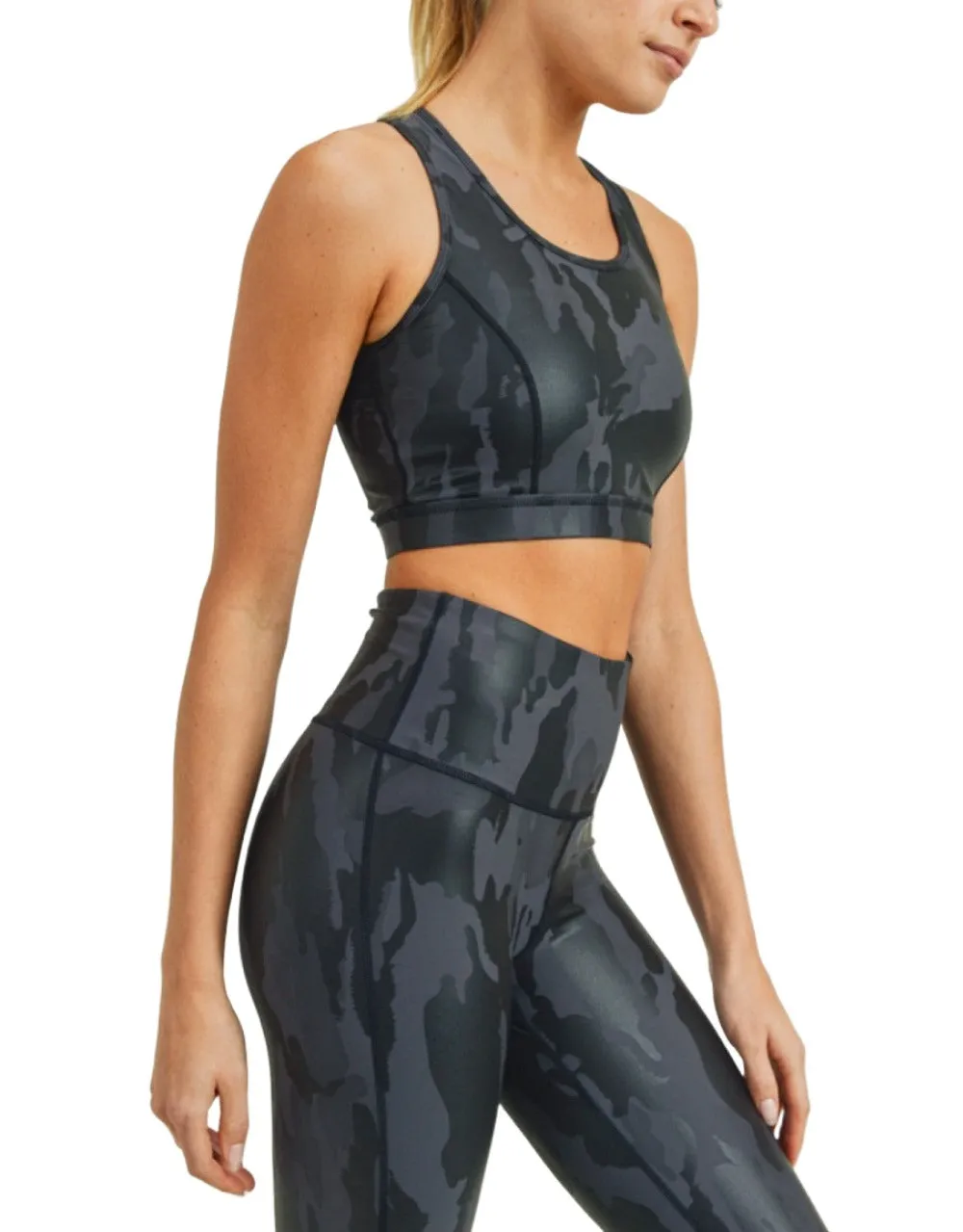 Mono B Camo Foil Mesh Back Sports Bra AT2730 and Plus