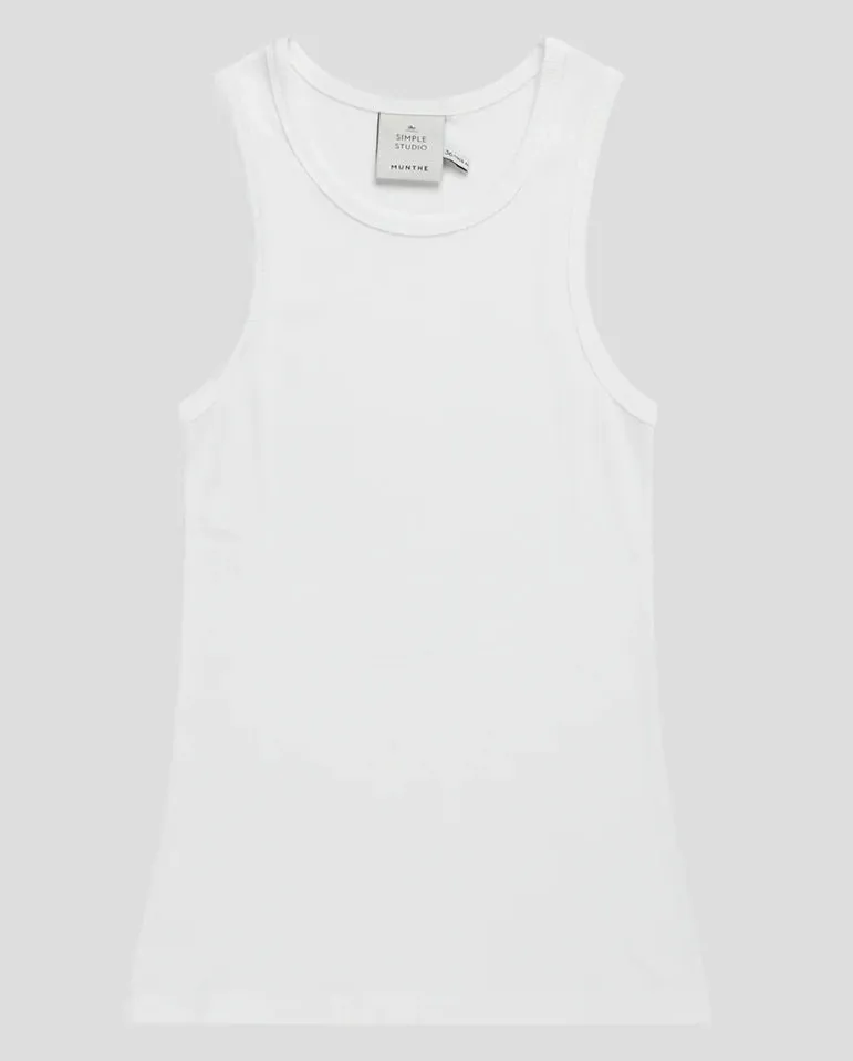 Peach ribbed vest WHITE