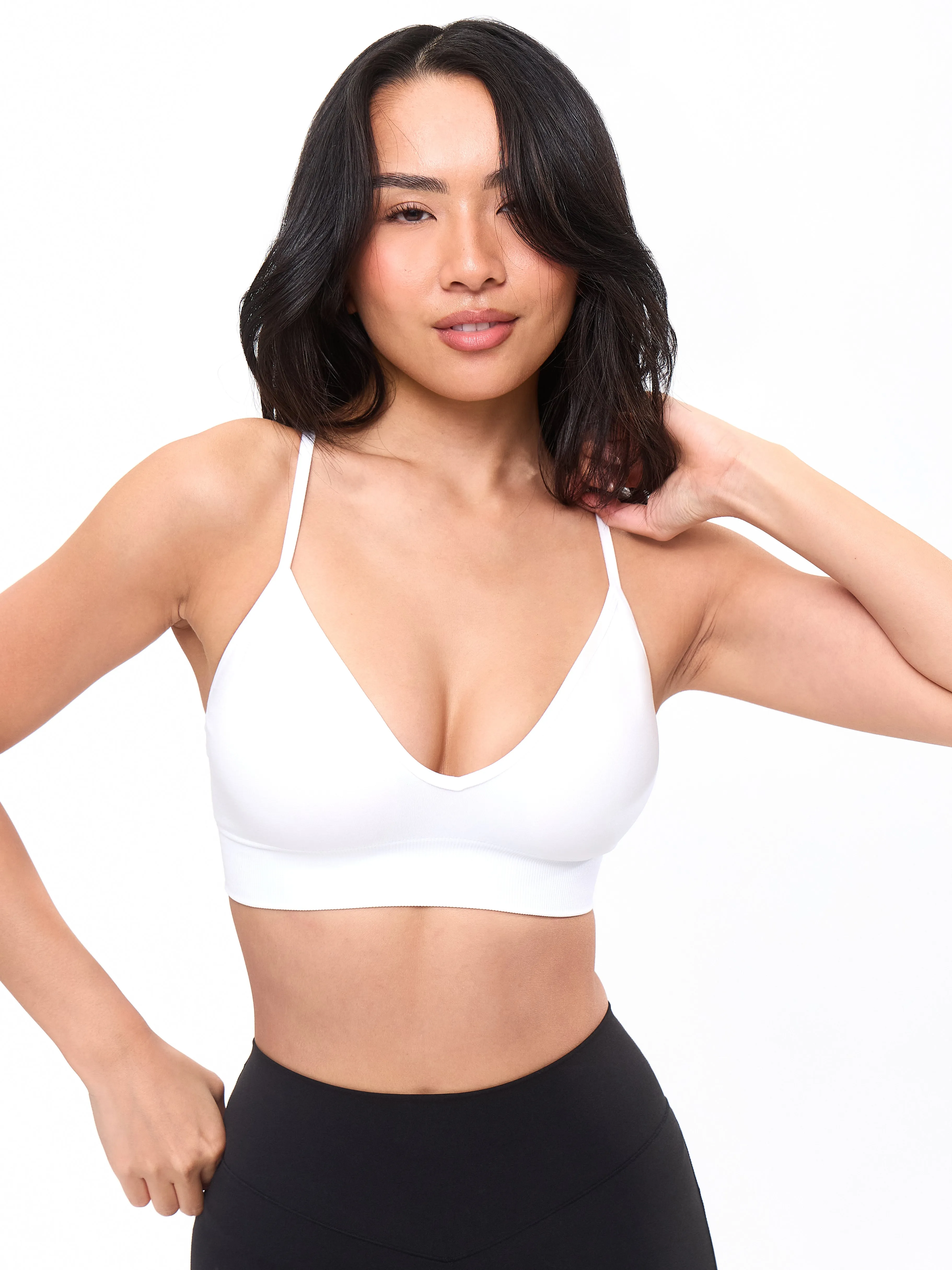 Plunge Seamless Sports Bra - White