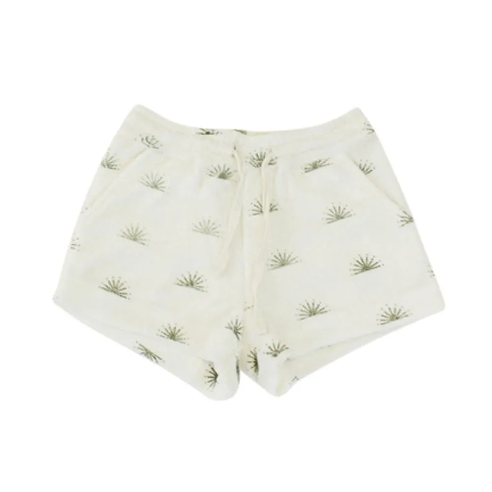 Rising Sun Terry Cloth Double Hem Shorts