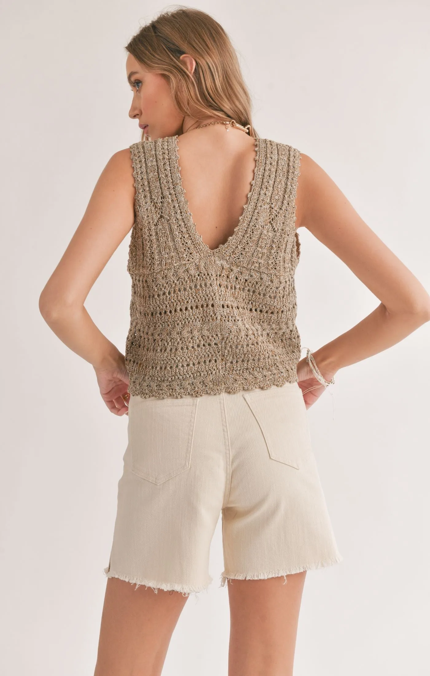 Sadie And Sage Jaz Pointelle Sweater Vest