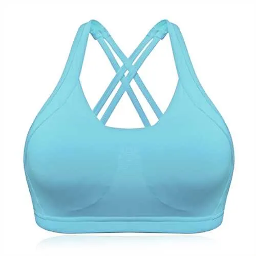 Sexy Cozy Pure Color Back Criss-cross Wireless Full Cup Vest Yoga Sports Bra