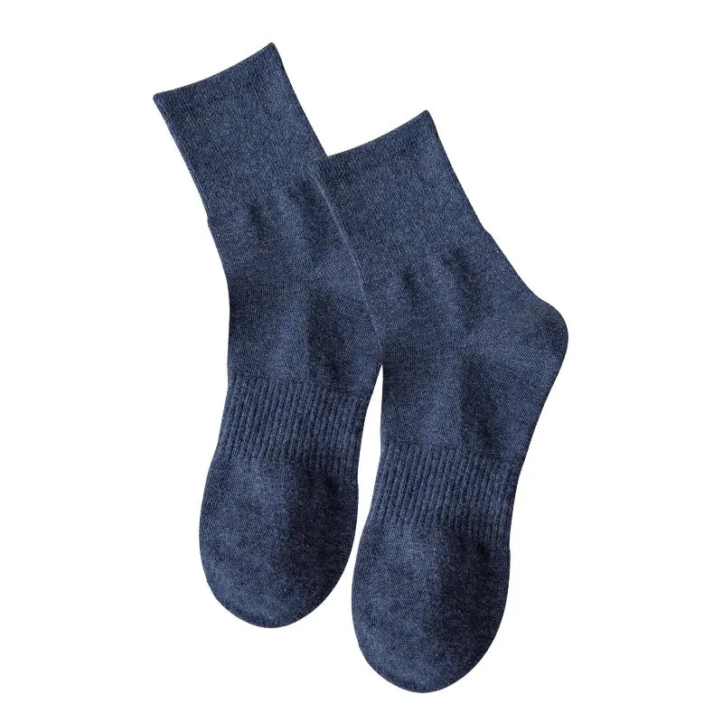 Socks Men's Autumn And Winter Japanese Style Solid Color Middle Socks Cotton Breathable Socks Middle Socks Foot Rubber Retro Men's Socks