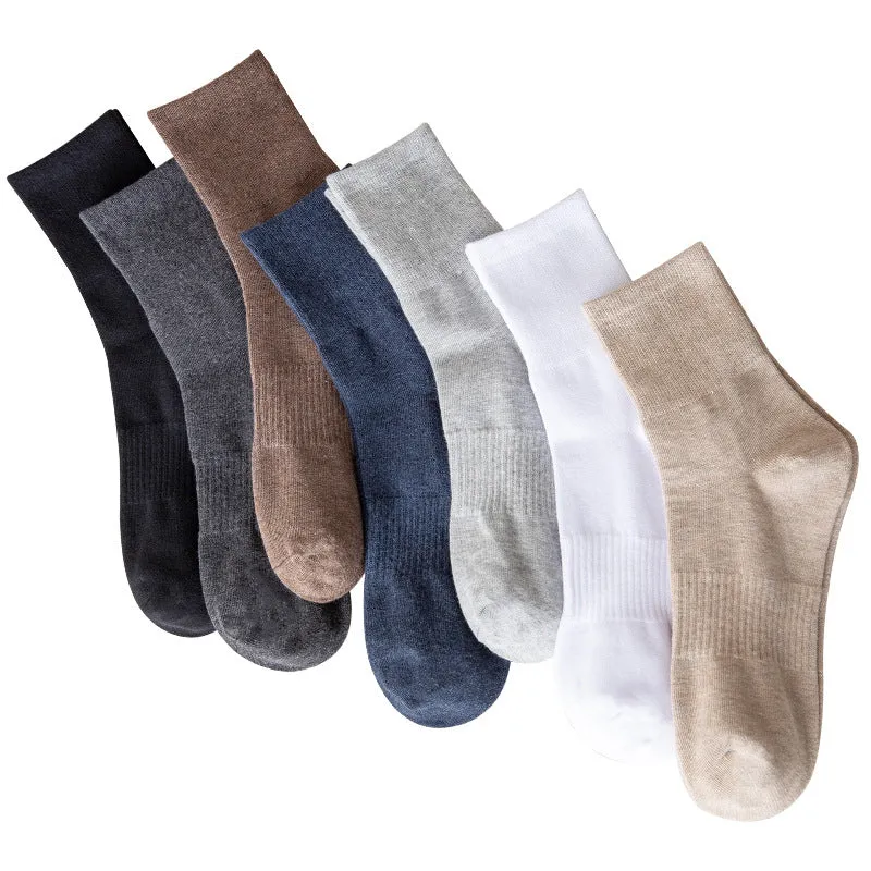 Socks Men's Autumn And Winter Japanese Style Solid Color Middle Socks Cotton Breathable Socks Middle Socks Foot Rubber Retro Men's Socks