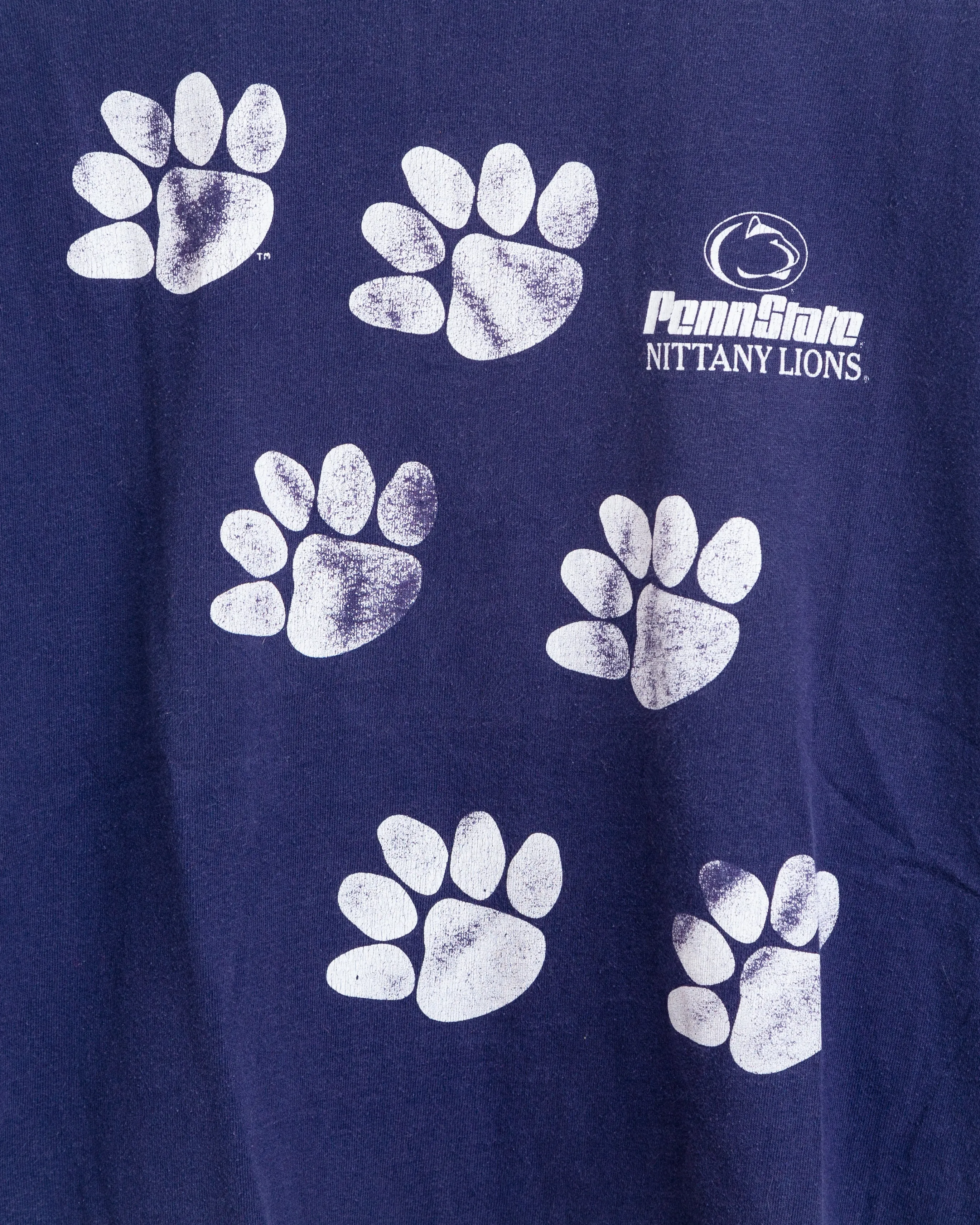 Vintage 1990s Penn State Nittany Lions Paw Print T-Shirt (Medium)