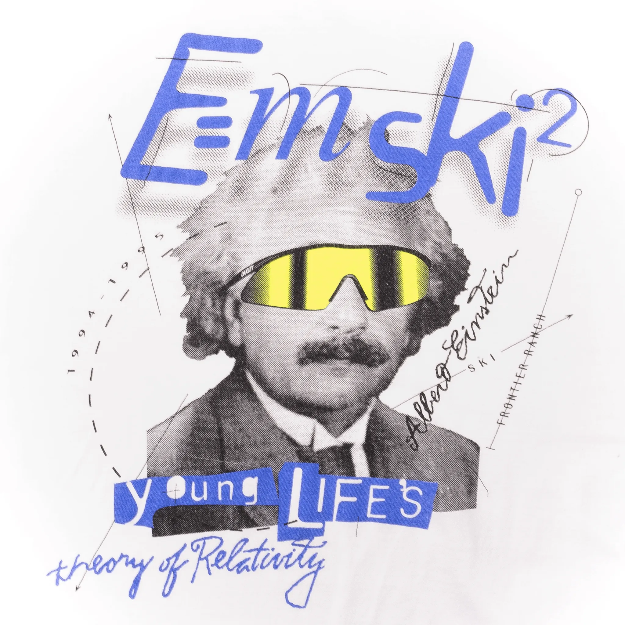 VINTAGE ALBERT EINSTEIN E=MSKI2 YOUNG LIFE'S OAKLEY TEE SHIRT 1995 XL MADE USA