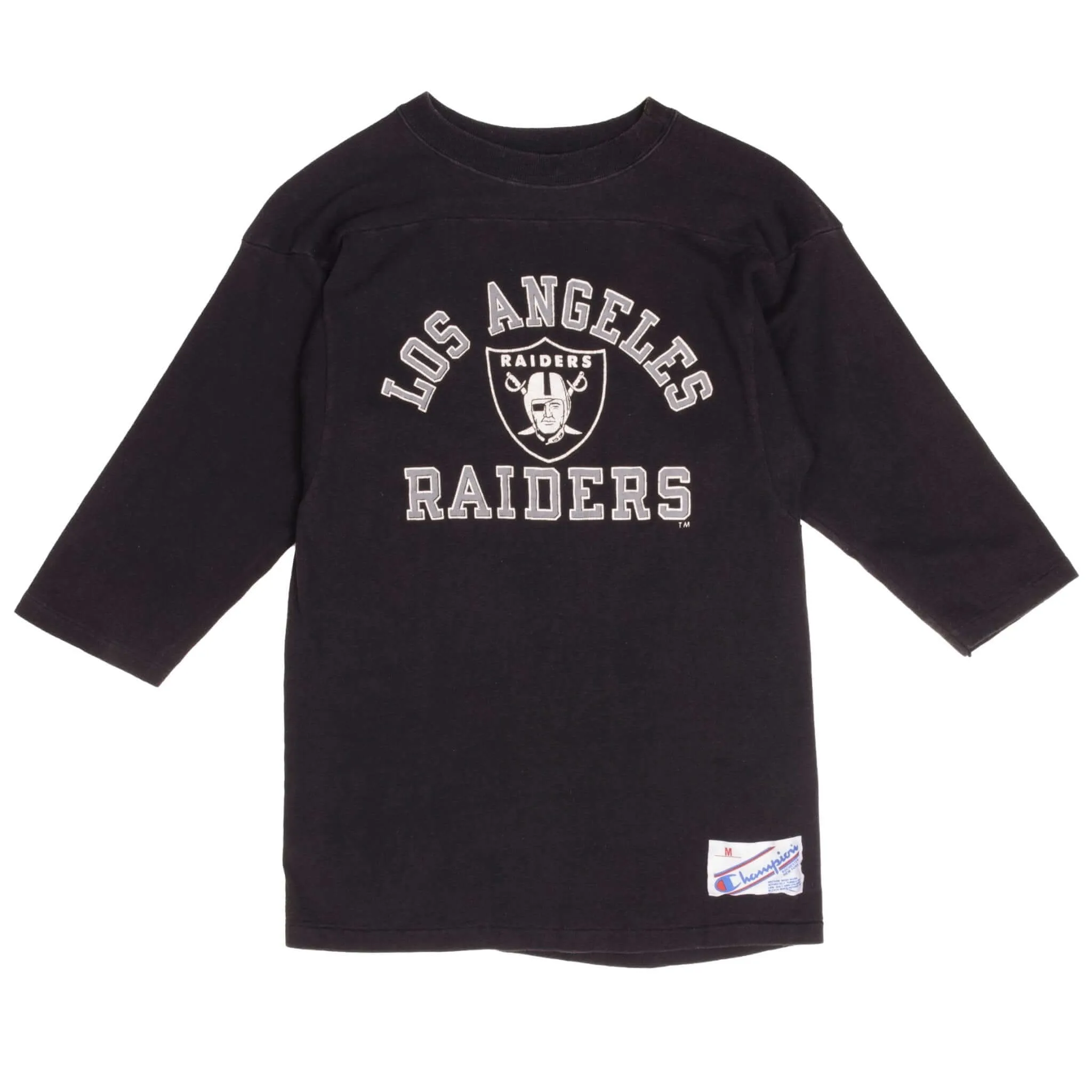 VINTAGE CHAMPION NFL LOS ANGELES RAIDERS 2/3 SLEEVES TEE SHIRT 1980S SMALL USA