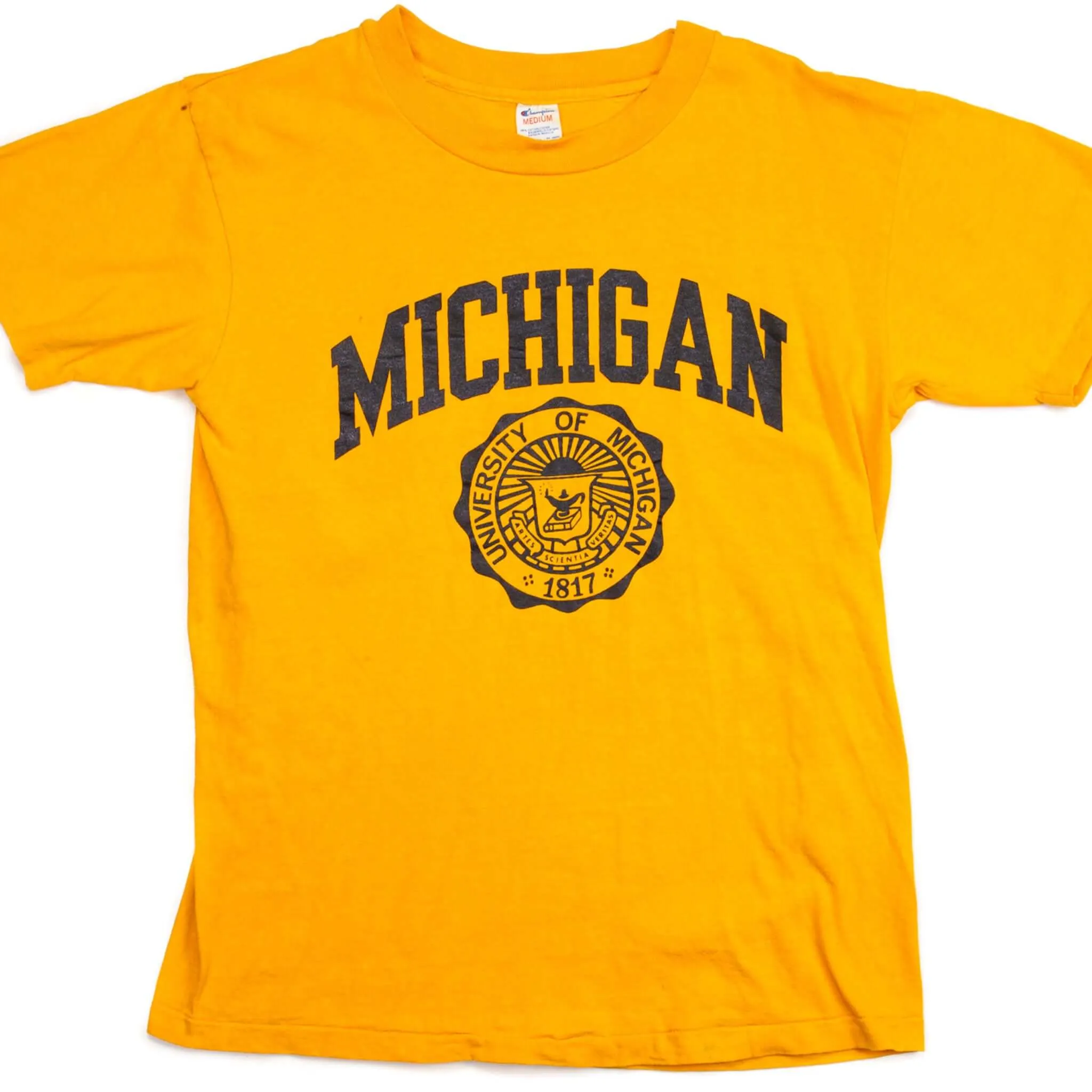 VINTAGE CHAMPION UNIVERSITY OF MICHIGAN TEE SHIRT EARLY 1980S SMALL MADE IN USA