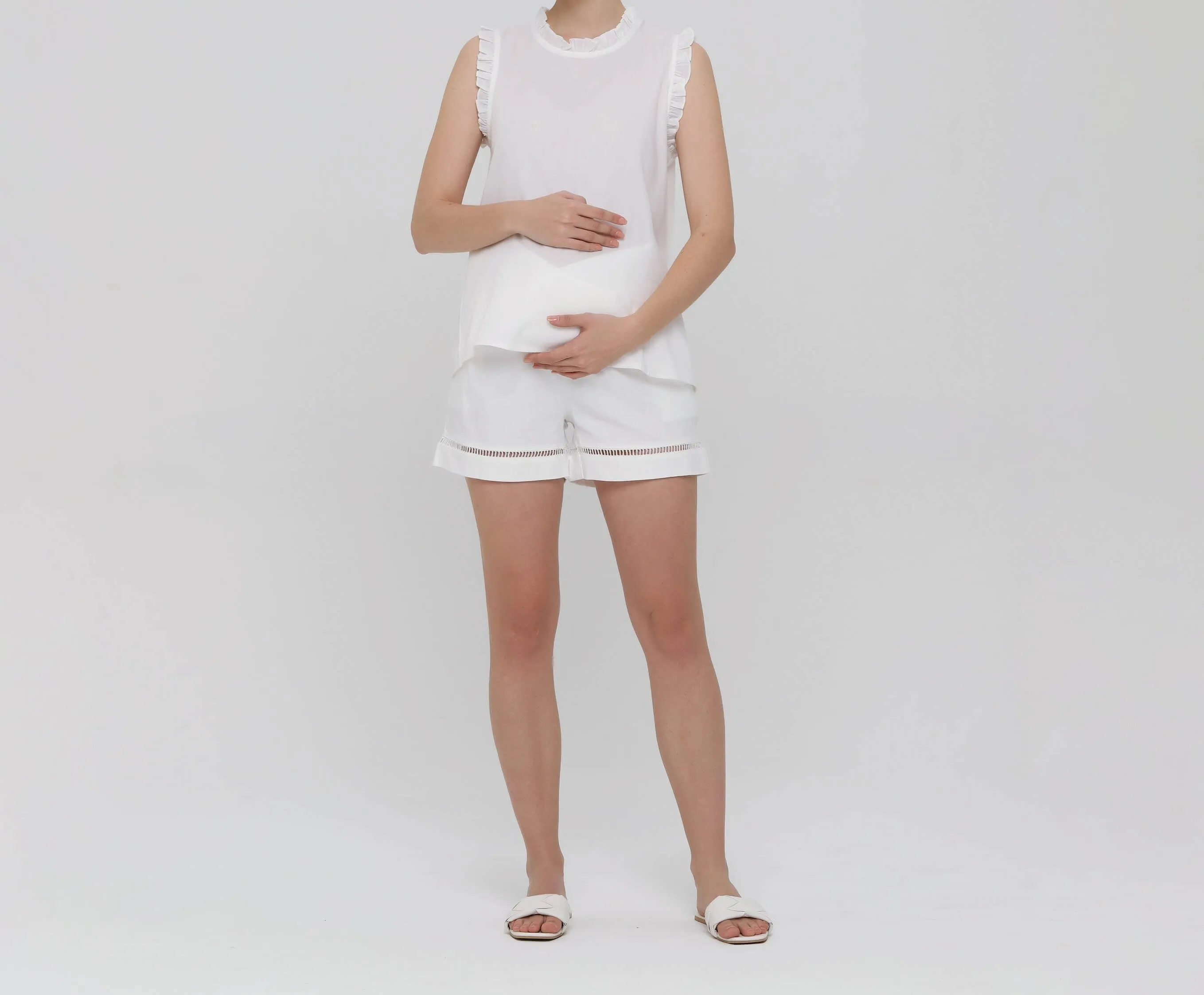 White Boa Shorts Maternity